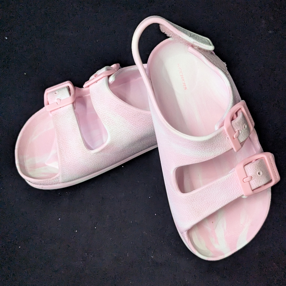 Skechers Cali Luxe Foam Pink Tie Dye Adjustable Strap, Kids Girls Sandals size 8
